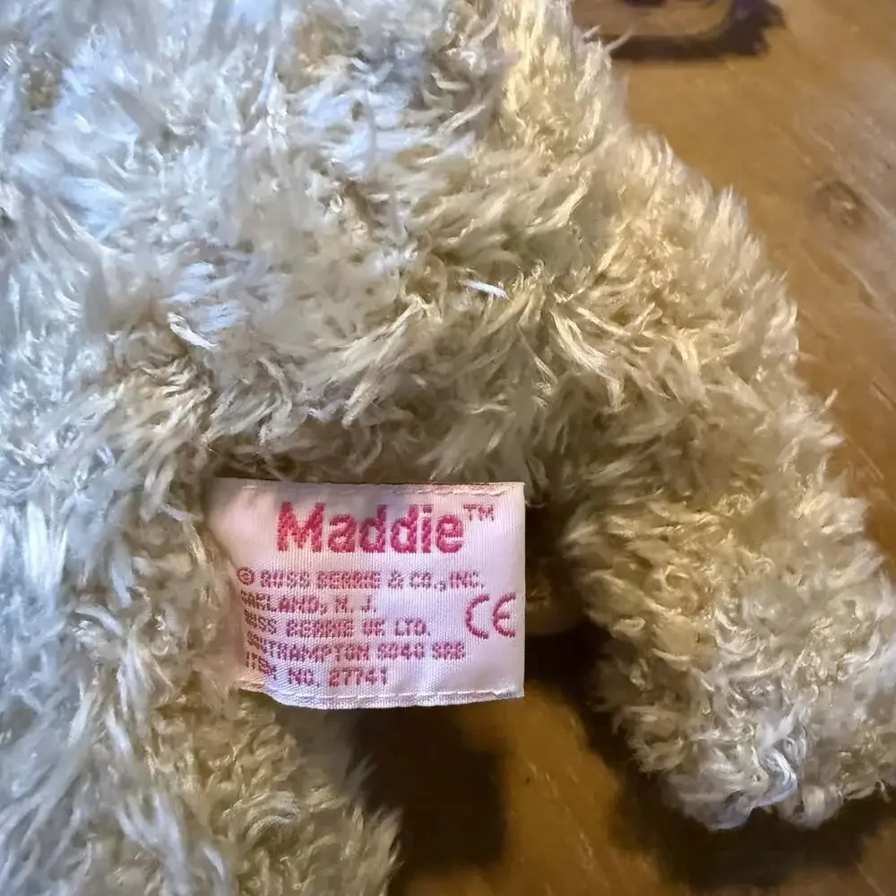 Russ Berrie MADDIE Bunny Rabbit Mama & Baby 12in Coarse Shaggy Plush Animal